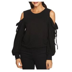 1.State Womens Cold Shoulder Tie Sleeve Sweatshirt